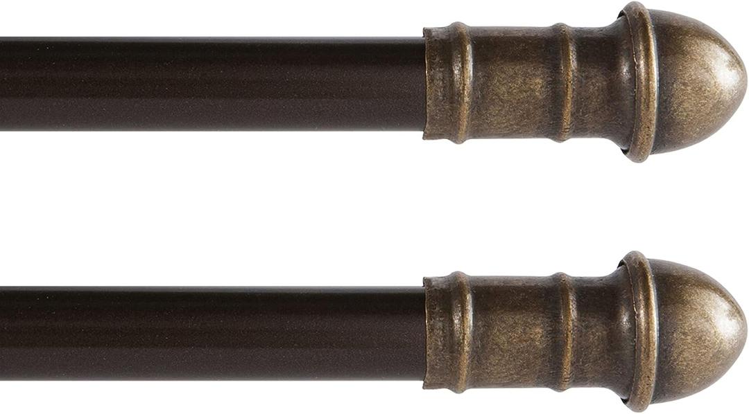 48-84 in. Adjustable Petite Caf Curtain Rod, 2-Pack, 7/16 in. Diameter, Bronze
