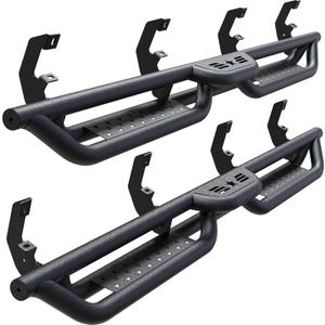 Crew Cab Running Boards Side Steps Compatible with 2019-2025 Chevy Silverado & GMC Sierra 1500 (Excl 2019 Ld/Lt), 2020-2025 Chevrolet Silverado/GMC Sierra 2500 HD 3500 HD Crew Cab (Carbon Steel-black)
