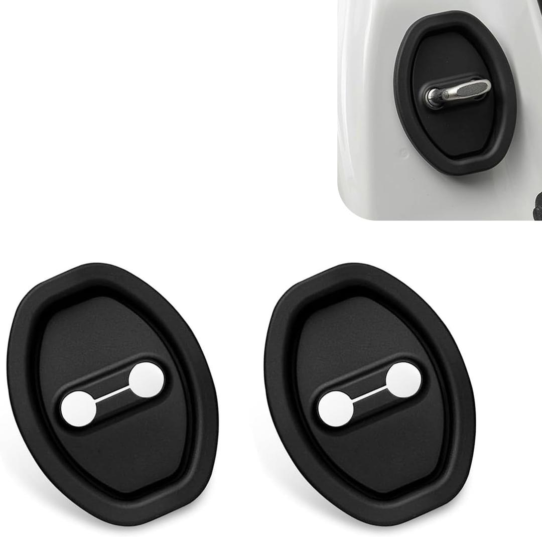 2PCS Car Door Latch Guard Covers, Noise Reduction Entry Guard Silent Pads, Self-adhesive Shock-proof Door Latch Protectors, Universal Protective Accessories for Most Cars, Trucks, SUVs (Black)