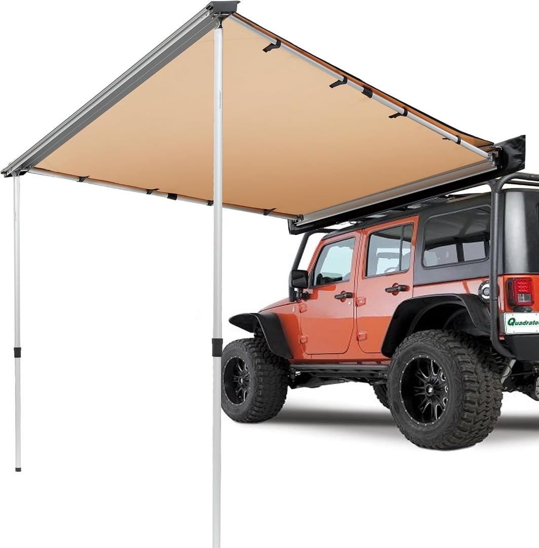 VEVOR Vehicle Awning 4.6'x6.6' Roof Rack, Pull-Out Sun Shade UV50+ PU3000mm