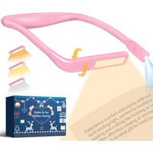 Mothers Day Gifts for Mom Wife: Neck Booklight for Reading in Bed at Night, Pink Light Knitting Accessories Sewing Supplies,Teen Girls College Students Gifts for Women Mom Nurse Present Mothers Day
