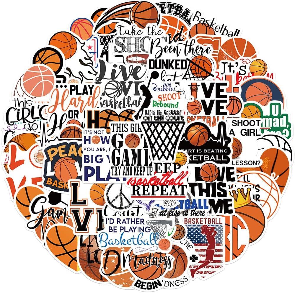 Stickers Cute Decals Stickers Vinyl Waterproof for Teens Adults Laptop Bumper Computer Phone Guitar Luggage (Basketball)