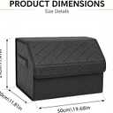 2Pack Leather Trunk Organizer for SUV & Sedans - Extra Large Foldable Car Storage Box with Lid, Adjustable Removable Dividers and Carry Handle, Collapsible Auto Cargo Organizer Black