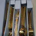Gold Silverware 18/10 Stainless Steel 40-Piece Mirror Polsihing Flatware Round Hammered Cutlery Set Service for 8