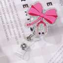 Pink Bow Nurse Badge Reel, 360 Rotation Articulator Clip Cute Nursing Badge Reel ID Holder Decor for RN LPN CNA Doctors Teachers Healthcare Workers Assistant Accessories