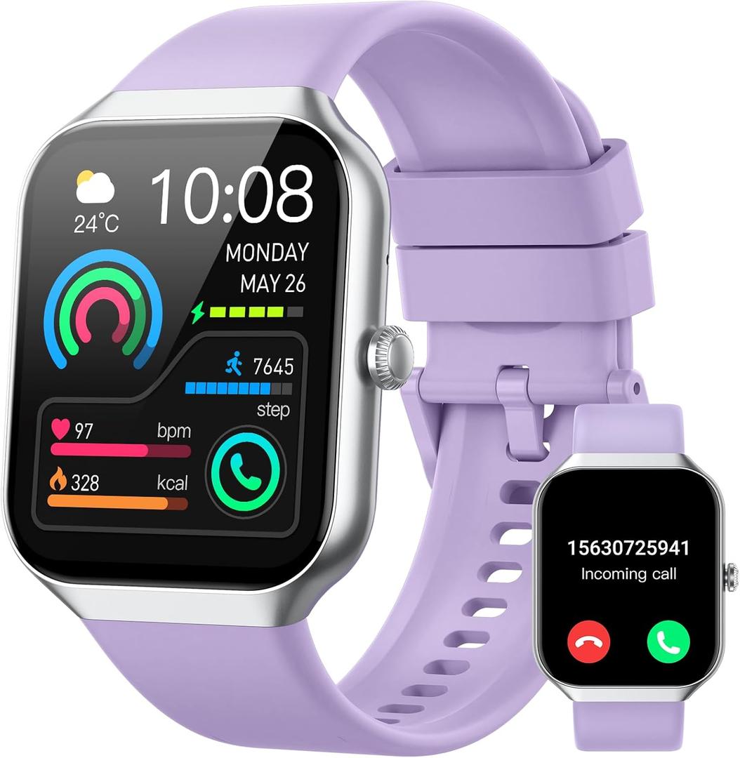 Smart Watch (Answer/Make Calls), 1.96" HD Screen SmartWatch for Men Women 113+ Sport Modes, Fitness Activity Tracker Heart Rate/Sleep Monitor/Pedometer, IP68 Waterproof, Smart Watches for Android iOS