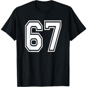 Number 67 Numbered Uniform Sports Jersey Team 67th Birthday T-Shirt XL