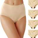 Battewa Cotton Incontinence Underwear for Women High Waisted Leak Proof Panties Bladder Leak Protective Briefs Adult Pee Proof Assurance Underwear (4Beige, L, 4 Pack)