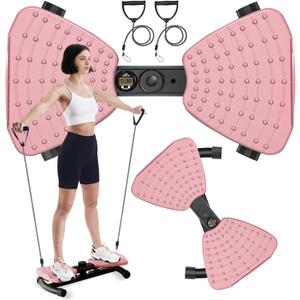 (440 lbs Weight Capacity) Waist Twister, Waist Twister Machine Exercise Fitness Tool, Twist Machine for Slim Waist and Core, with Smart LED Digital Display, 20dB Ultra-Quiet for Women Men (Pink)
