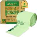 ANECO 100% Compostable Food Waste Bags 3 Gallon, 100 Count, Extra Thick Compost Bags for Countertop Bin, Small Compost Bag, Food Waste Bags with TUV OK Compost Home and BPI certified