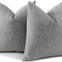 decorUhome Spring Chenille Decorative Throw Pillow Covers 18x18 Set of 2, Farmhouse Textured Square Neutral Solid Accent Pillow Covers for Couch Sofa Bed Living Room Home Decor, Grey