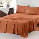 Full Sheet Set,4 Pieces Hotel Luxury Breathable Soft Microfiber Bedsheets, Anti Pilling Deep Pockets Easy Care Bed Sheets, Brunt Orange