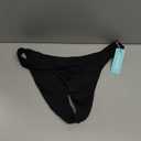 Aqua Eve Women Cheeky Bikini Bottom Brazilian High Cut Swim Bottom Low Rise Bathing Suit Bottom (Black, M)
