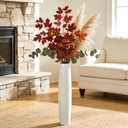 17.7 Inch White Ceramic Floor Vase, Tall Decorative Vase with Glossy Glaze, Big Standing Flower Vases for Pampas Grass, Modern Home Decor for Living Room, Office, Bedroom, Dining Corner