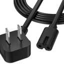 AGVEE 12ft TV Power Cord, 90 Degree UL Listed 18AWG 2-Prong Square AC Power Cable IEC C7 C8 Replacement for Samsung LG Sony Insignia Apple TV LCD LED, Vizio Roku JBL Partybox, Black