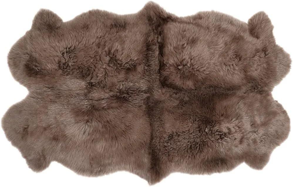 Premium 100% Genuine Sheepskin Area Rug 4x6 ft – Quad Soft & Fluffy Lambskin Rug Living Room – Made in Argentina (Beige)