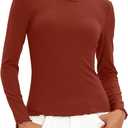 Darong Long Sleeve Tops for Women Basic Fitted Shirts | slim fit, crew neck, fall tshirt, ribbed knit, undershirt, soft material,lettuce edge, stretch (XS)