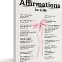 DSHFG Coquette Pink Bow Christian Canvas Wall Art Decor, Bow Bathroom Bedroom Decor for Teen Girls Room College Dorm, Bible Verse Wall Hanging Prints Framed, 14x11 Inch