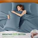 SONORO KATE 100% Viscose Derived from Bamboo_, Extra Deep Pocket up to 18"-24",Ultra Soft & Cooling Sheets for Hot Sleepers, Hotel Luxury Silky Bed Sheets (French Blue,King)