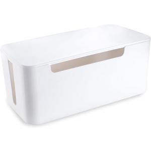 Cable Management Box, Premium Cord Organizer Box to Hide Surge Protector on Desk, Power Strip Cover for TV Computer Home Router Office (White)