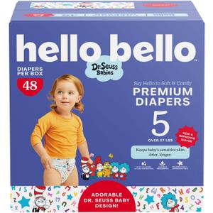 Hello Bello Dr. Seuss Babies Premium Diapers, Size 5, 48 Count: Softness & Protection for Sensitive Skin