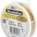 Beadalon 19-Strand Bead Stringing Wire, 0.018-Inch, Gold Color, 30-Feet