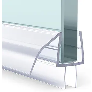 AmazerBath 3 PCS Shower Door Bottom Seal for 3/8 Inch Glass - (15.75 Inches x 3), 3 Section Segmented Shower Installation Kit Frameless Glass Door Seal Strip