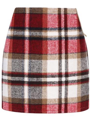 WIFFGO Womens Plaid Skirt 2025 Fall Dress Winter High Waisted Mini Wool Bodycon Pencil A line Dresses Outifts M