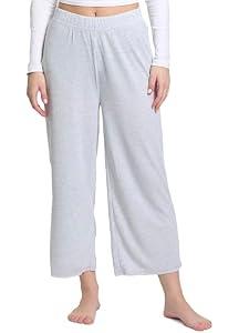 Mad Dog Lounge Women's Pajama Pants, Wide-Leg Cropped Capris, Casual Night Sleep Summer PJ Bottoms for Ladies, Grey Melange, X-Large
