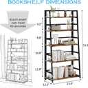 JSB 5 Tier Bookshelf, No Assembly Folding Ladder Bookshelf, 51.6in Tall Foldable Ladder Shelf, Bookcase for Home Office, Living Room,Space-Saving (Rustic & Brown, 5 Tier)