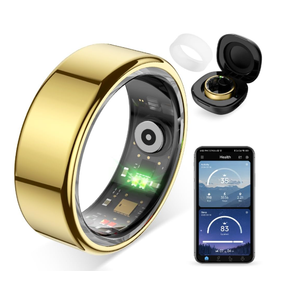 COLMI R02 Smart Ring, Smart Ring for Women and Men, No Subscription Fee, with a Charging Case, Supports Heart Rate, Blood Oxygen, Sleep Health Monitoring. (Gold, Size 8)