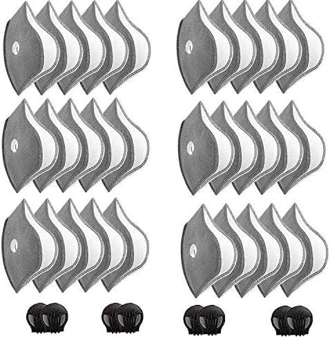30 Pcs Activated Carbon Face Filters Anti Dust Replacements Parts for Most Sport Bicycle Cycling Mask Filters with 8 Exhaust Breathing Valves Replacement