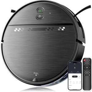 MANVN Robot Vacuum and Mop Combo for Pet Hair, Robotic Vacuum for Hard Floors and Carpets, 2.87'' Ultra-Slim, with 3D Obstacle Avoidance, Wi-Fi/App/Voice Controlled, Self-Charging, Gray