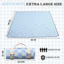 Nuanchu Checkered Picnic Blanket Extra Large Outdoor Blanket Sandproof 80"x80" Waterproof Portable Machine Washable 3 Layer Thick Gingham Picnic Mat for Beach Camping Park Grass Travel(Light Blue)