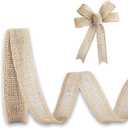 Burlap Ribbon 1/2 inch X 10 Yard Natural Linen Woven Ribbon DIY Handmade Edging Production Wreath Holiday Decoration Gift Ribbons for Gift Wrapping Jute Linen Ribbons