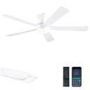 Ayaoty White Ceiling Fans with Lights, 46"- Flush Mount Ceiling Fan Light with ABS Blades Reversible, Low Profile, 3CCT Dimmable, Reversible, Fan Light for Indoor Modern Bedroom, Kitchen
