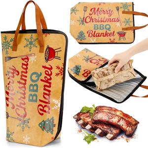 1 Pack 21in Christmas BBQ Blanket for Resting Meat Christmas Insulated Meat Resting Bag for Brisket Steaks Turkey, Pork, Xmas Gift for Dad, Husband, BBQ Lovers, Grill Accessories