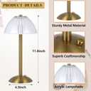 Liliful 6 Pcs Cordless Table Lamp Rechargeable Touch LED Small Gold Portable Battery Operated USB-c Desk Lamp 3 Color Dimmable for Bedroom Living Room Dining (Gold,Mushroom Style)