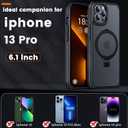 Magnetic Case for iPhone 13 Pro, with Invisible Ring Stand, Military Drop Protection, Shockproof Anti-Fingerprint Matte Protective Cover for iPhone 13 Pro, Black