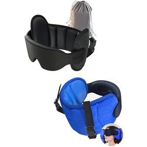 SARISUN Travel Pillows for Airplanes and Upgrade Airplane Pillow for Long Flight, Airplane Head Strap with Eye Mask for Sleep, 360° Support Headrest, Stop Bobblehead
