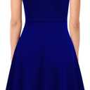 WOOSEA Women's Sleeveless V Neck Vintage Pockets Swing Business Church Dress (Medium, Royal Blue)