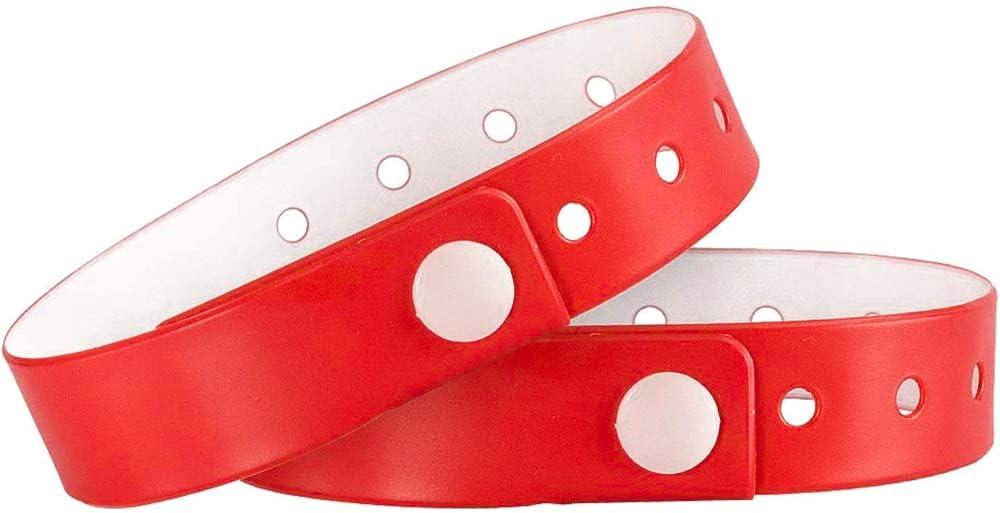 OUCHAN Red Vinyl Wristbands - 100 Pack Plastic Wristbands for Party Events