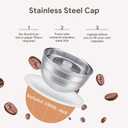 Reusable Coffee Pods Compatible with Nespresso Vertuo Next, Plus&POP,Stainless Steel Refillable Capsule Kit with 3pcs 230ml (7.7oz) Aluminum Shells, Eco-Friendly Coffee Accessory, Scoop & Brush