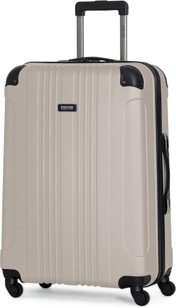 Kenneth Cole REACTION Out of Bounds Lightweight Hardshell 4-Wheel Spinner Luggage, Mushroom, 28-Inch Checked