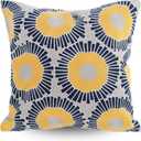 Embroidery Throw Pillow Covers 18x18 Home Decor Floor Pillow Cover for Couch Sofa Bed Room Chair 100% Cotton Cushion Cover Pillowcase 45x45cm Yellow Sunflowers Embroidered, 1 Piece (Blue and Yellow)