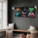 3Pcs Halloween Neon Bathroom Wall Art Tropical Ghost Dying To Relax Painting Picture Wall Decor Fashion Funny Gothic Ghost Toaster Poster Print Artwork For Apartment Living Bedroom Home Decoration (16L" x 12W")