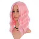 eNilecor Pink Wig,Light Pink Wigs for Women14 Inch Colored Middle Part Bob Wig Short Curly Wavy Synthetic Natural Heat Resistant Cosplay Costume Party Wigs (Light Pink)