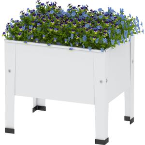 aboxoo 14 inch Planter Raised Garden Bed with Legs Outdoor Metal Small White Planter Box Elevated Garden Bed for Vegetables Flower Herb Patio