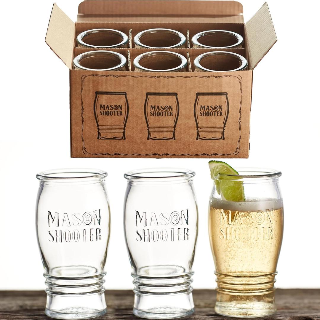 5 oz Mason Jar Pilsner Beer Glasses (Set of 6) Flight Glass Set for Beer Tasting, Drink Samplers, Small Pint Glasses, Craft, Guinness, Belgian, Bourbon, Liquor, Juice, Tulip, Unique Bar Gift
