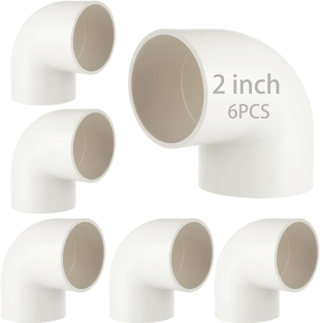 6pcs 2 PVC Fittings 90 Degree Elbow 2 Way PVC Pipe Fittings Right Angle Elbow Furniture Build Grade Pipe Adapter Fittings SCH40